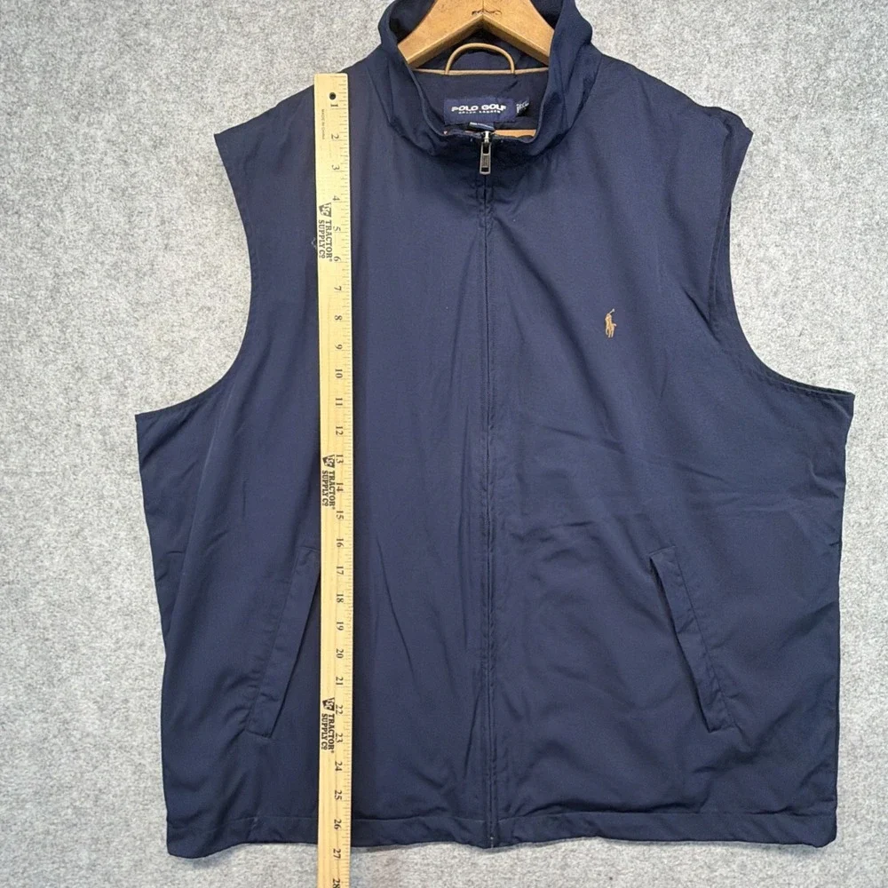 Polo Ralph Lauren Mens XL Mock Neck Full Zip Vest Golf Navy Blue Outdoor